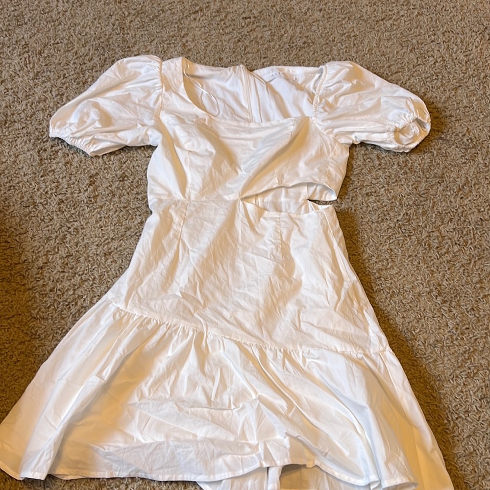 White Puff Sleeve Mini Dress! Perfect for a bridal event!!
